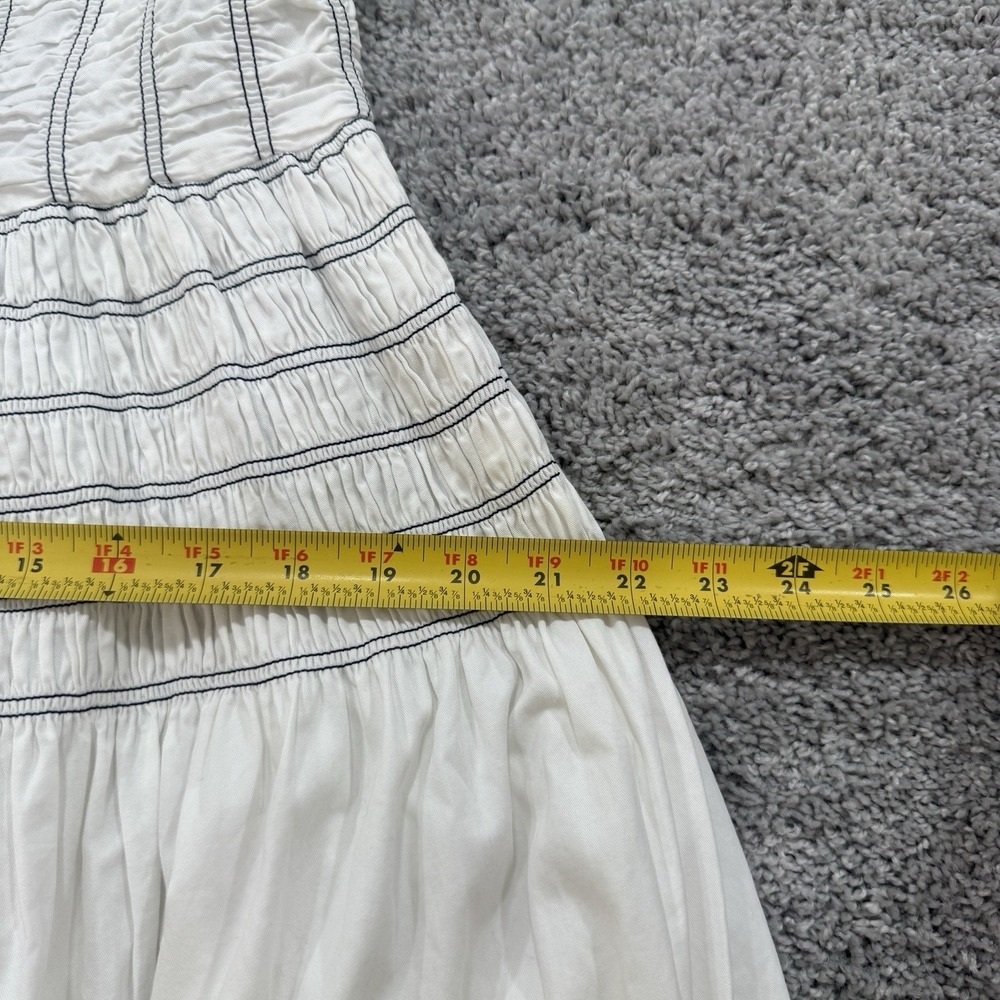 Saylor Adalene Midi Dress L Pinstripe Euro Summer Chic Beachy Smocked Clean Girl - Picture 5 of 13